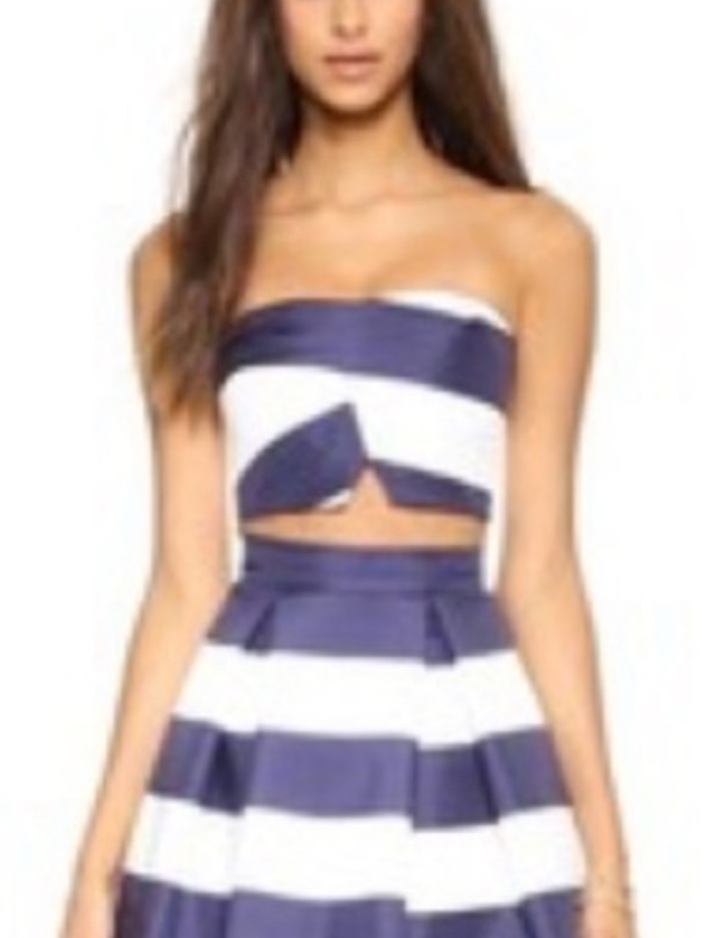 NICHOLAS White and Navy Strapless Crop Top
